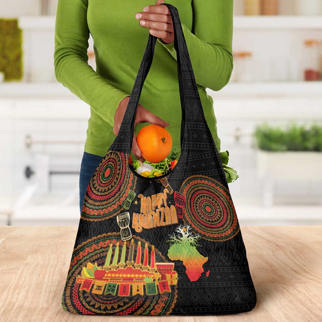 Kwanzaa Kinara Candles Grocery Bag African Tribal Pattern