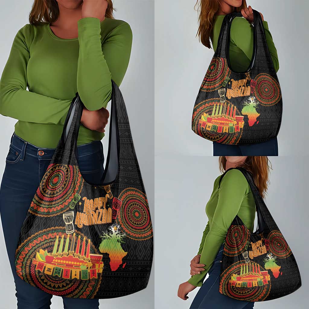 Kwanzaa Kinara Candles Grocery Bag African Tribal Pattern