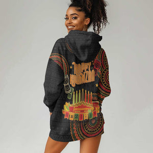 Kwanzaa Kinara Candles Hoodie Dress African Tribal Pattern