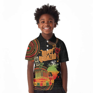 Kwanzaa Kinara Candles Kid Polo Shirt African Tribal Pattern