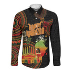 Kwanzaa Kinara Candles Long Sleeve Button Shirt African Tribal Pattern
