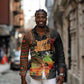 Kwanzaa Kinara Candles Long Sleeve Button Shirt African Tribal Pattern