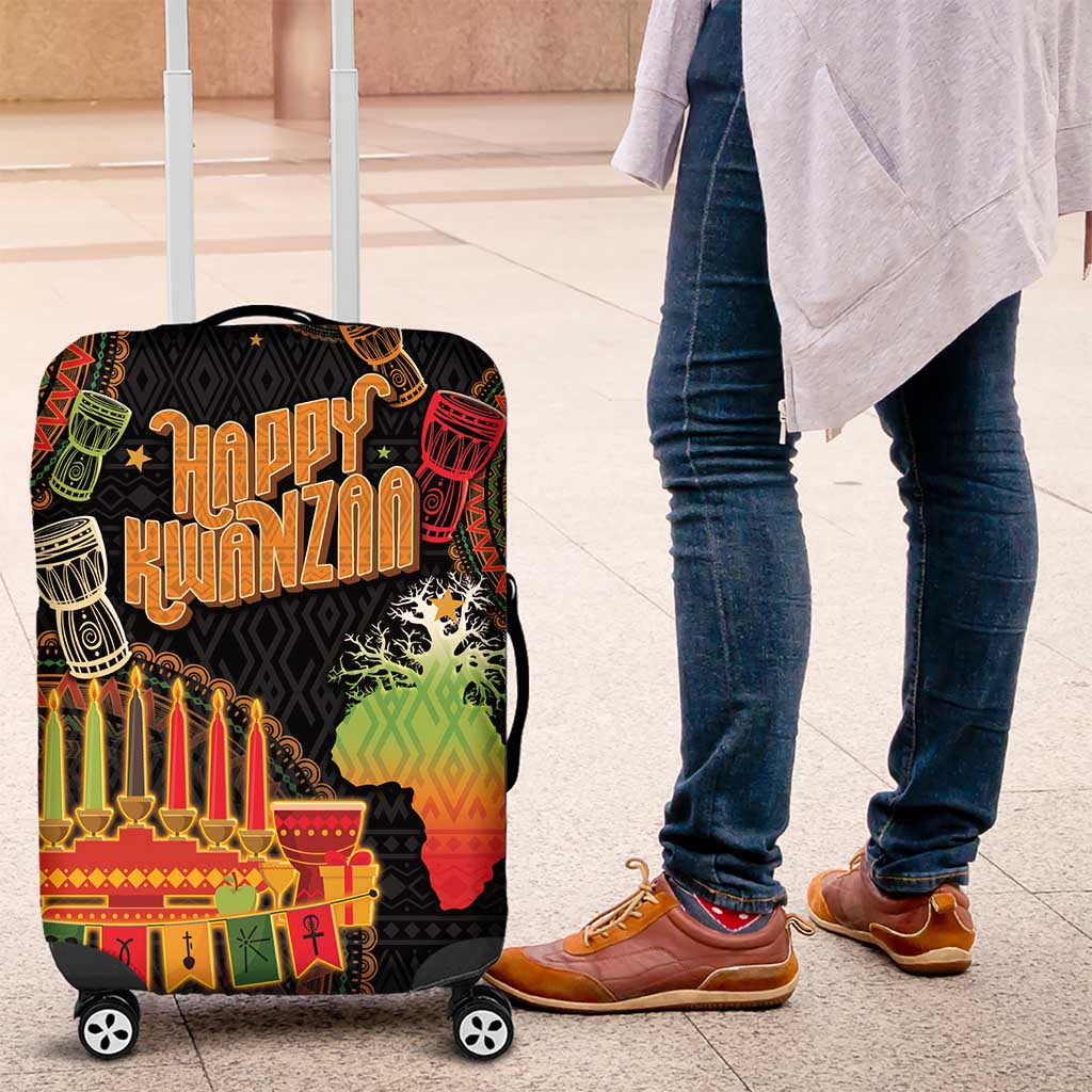 Kwanzaa Kinara Candles Luggage Cover African Tribal Pattern