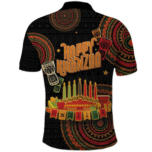 Kwanzaa Kinara Candles Polo Shirt African Tribal Pattern