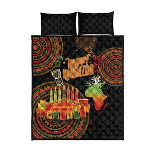 Kwanzaa Kinara Candles Quilt Bed Set African Tribal Pattern