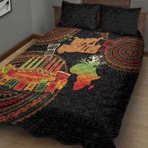 Kwanzaa Kinara Candles Quilt Bed Set African Tribal Pattern