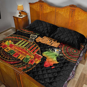 Kwanzaa Kinara Candles Quilt Bed Set African Tribal Pattern