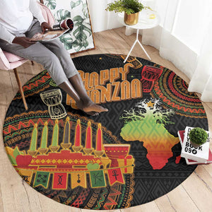 Kwanzaa Kinara Candles Round Carpet African Tribal Pattern