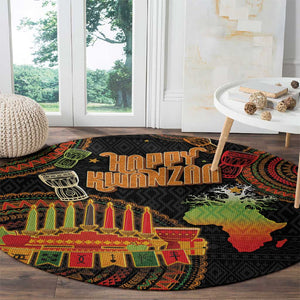 Kwanzaa Kinara Candles Round Carpet African Tribal Pattern