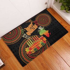 Kwanzaa Kinara Candles Rubber Doormat African Tribal Pattern