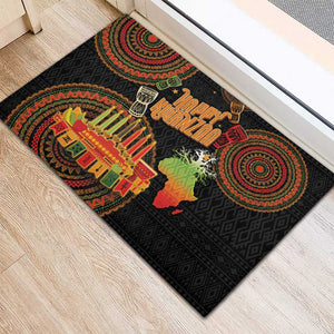 Kwanzaa Kinara Candles Rubber Doormat African Tribal Pattern