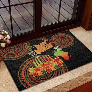 Kwanzaa Kinara Candles Rubber Doormat African Tribal Pattern