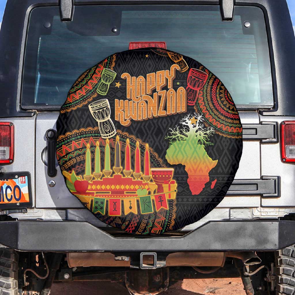 Kwanzaa Kinara Candles Spare Tire Cover African Tribal Pattern