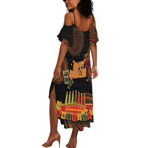 Kwanzaa Kinara Candles Summer Maxi Dress African Tribal Pattern