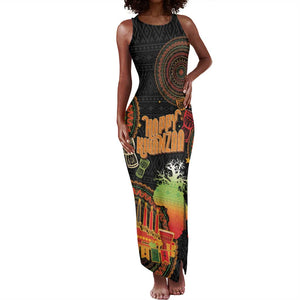 Kwanzaa Kinara Candles Tank Maxi Dress African Tribal Pattern