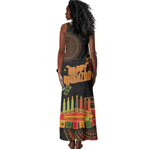 Kwanzaa Kinara Candles Tank Maxi Dress African Tribal Pattern