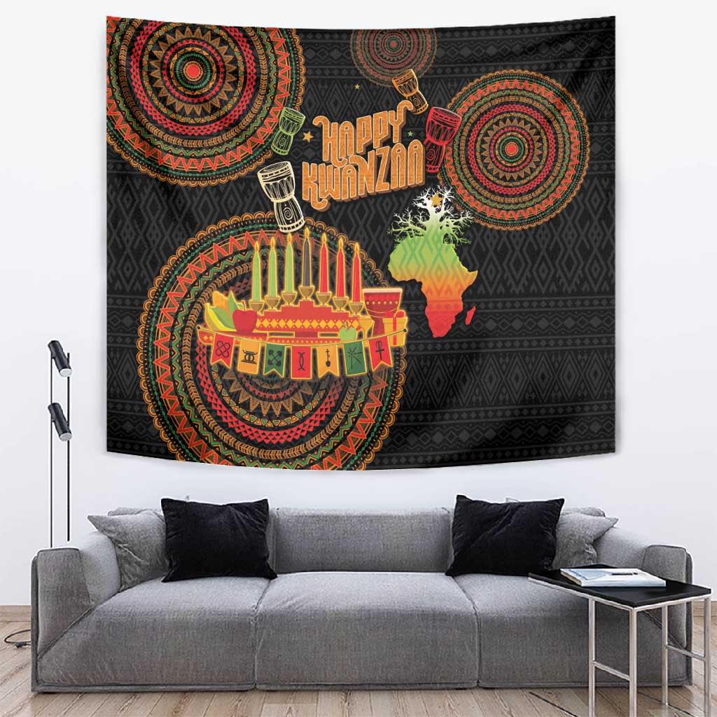 Kwanzaa Kinara Candles Tapestry African Tribal Pattern