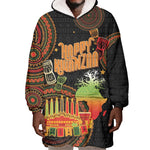 Kwanzaa Kinara Candles Wearable Blanket Hoodie African Tribal Pattern