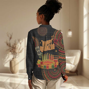 Kwanzaa Kinara Candles Women Casual Shirt African Tribal Pattern