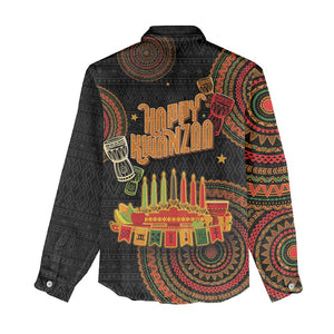 Kwanzaa Kinara Candles Women Casual Shirt African Tribal Pattern