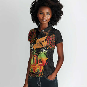 Kwanzaa Kinara Candles Women Polo Shirt African Tribal Pattern