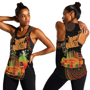 Kwanzaa Kinara Candles Women Racerback Tank African Tribal Pattern