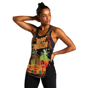 Kwanzaa Kinara Candles Women Racerback Tank African Tribal Pattern