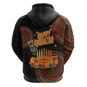 Kwanzaa Kinara Candles Zip Hoodie African Tribal Pattern