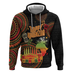 Kwanzaa Kinara Candles Zip Hoodie African Tribal Pattern