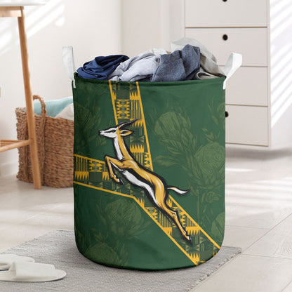 Rugby South Africa Laundry Basket Go Bokke With Protea Pattern