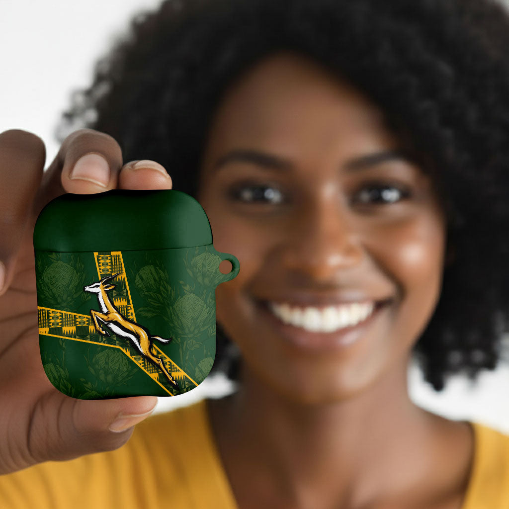 Rugby South Africa AirPods Case Go Bokke With Protea Pattern