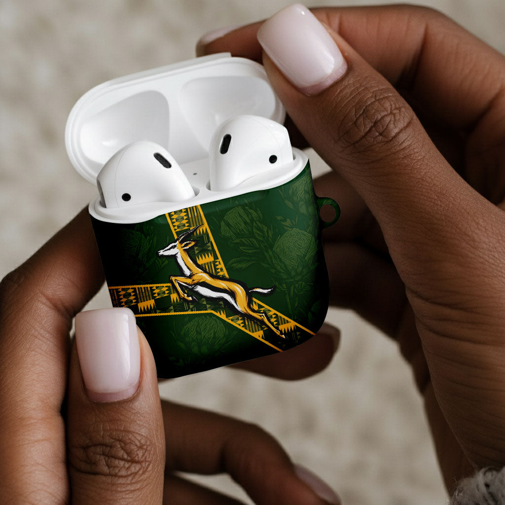 Rugby South Africa AirPods Case Go Bokke With Protea Pattern