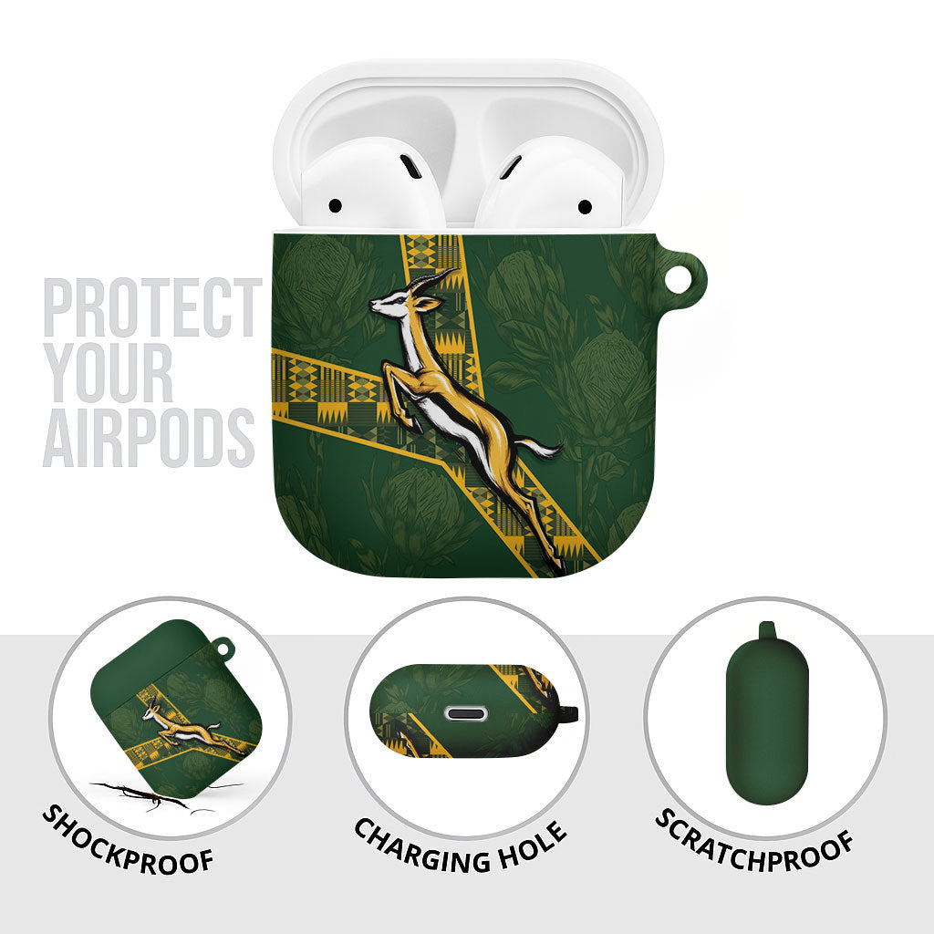 Rugby South Africa AirPods Case Go Bokke With Protea Pattern