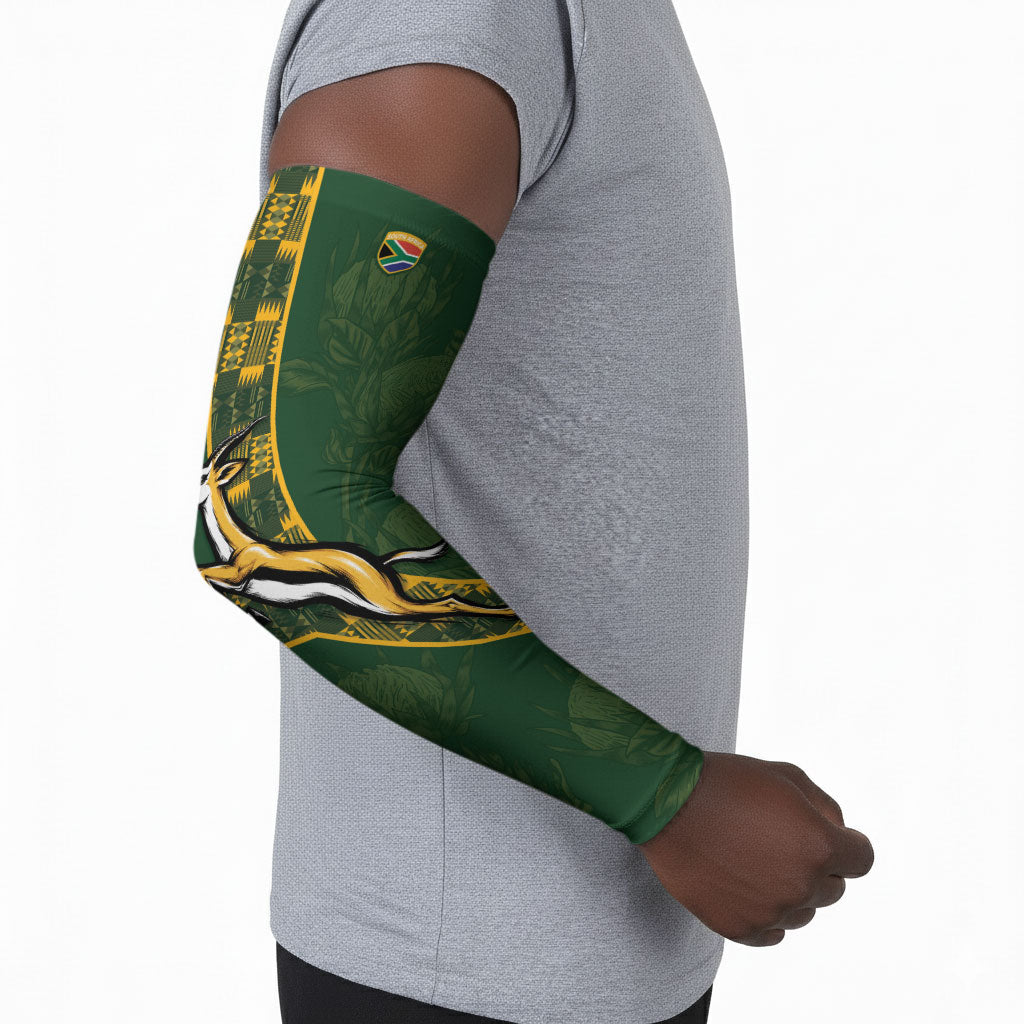 Custom Rugby South Africa Arm Sleeves Go Bokke With Protea Pattern