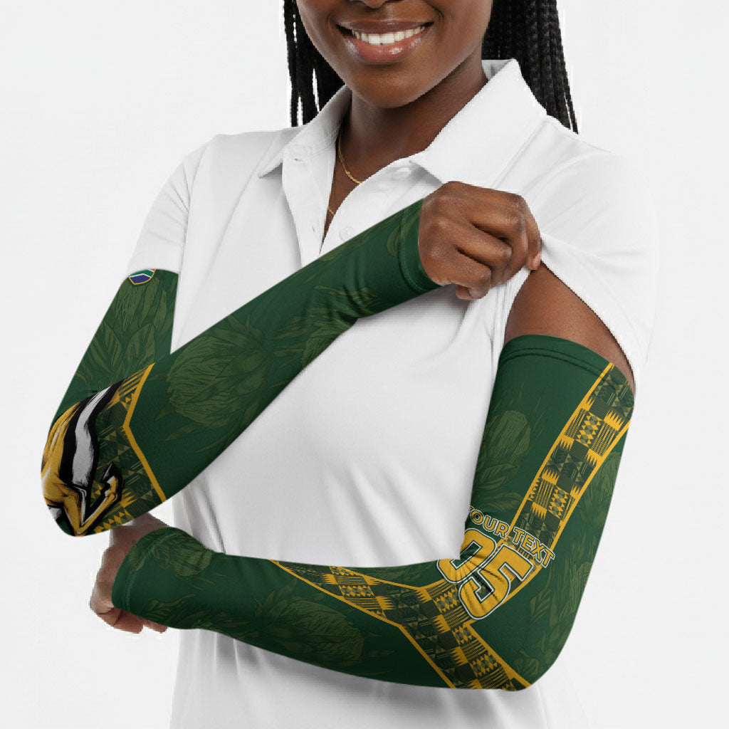 Custom Rugby South Africa Arm Sleeves Go Bokke With Protea Pattern