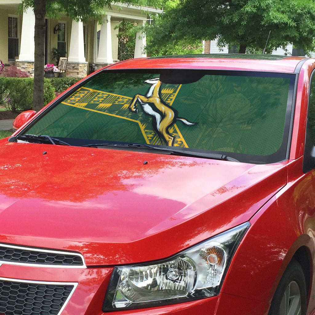 Rugby South Africa Auto Sun Shade Go Bokke With Protea Pattern