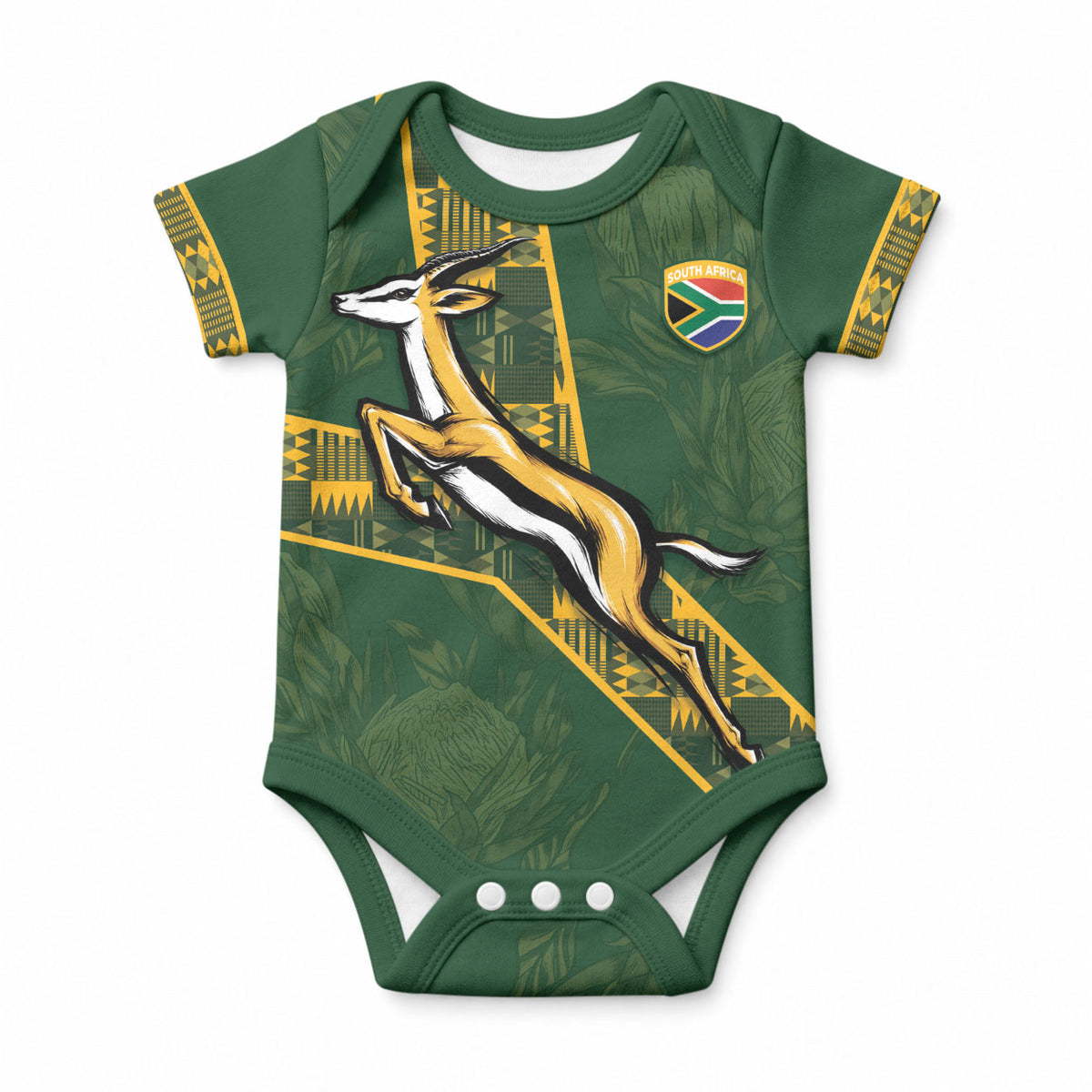 Custom Rugby South Africa Baby Onesie Go Bokke With Protea Pattern