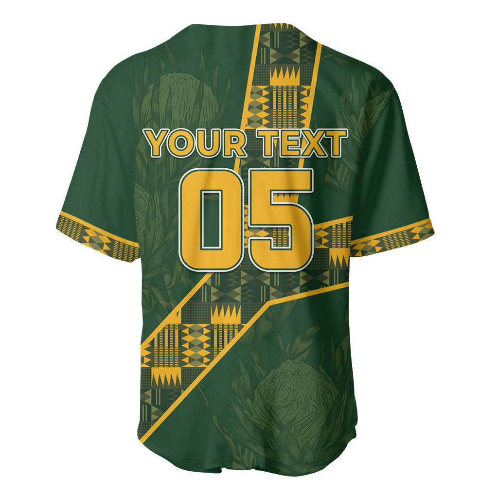 Custom Rugby South Africa Baseball Jersey Go Bokke With Protea Pattern