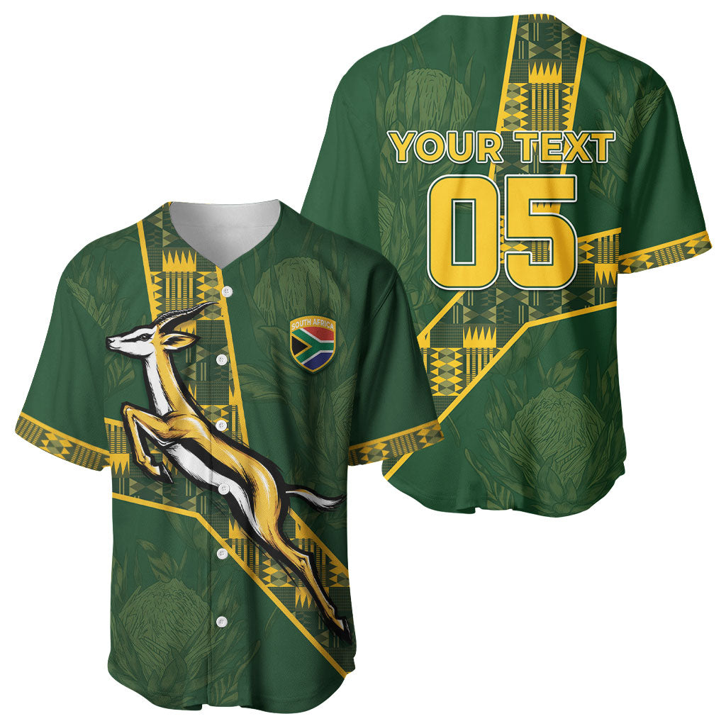 Custom Rugby South Africa Baseball Jersey Go Bokke With Protea Pattern