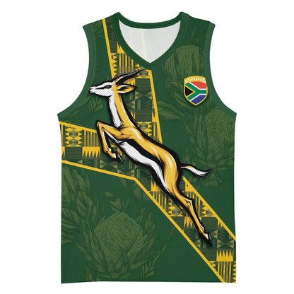 Custom Rugby South Africa Basketball Jersey Go Bokke With Protea Pattern
