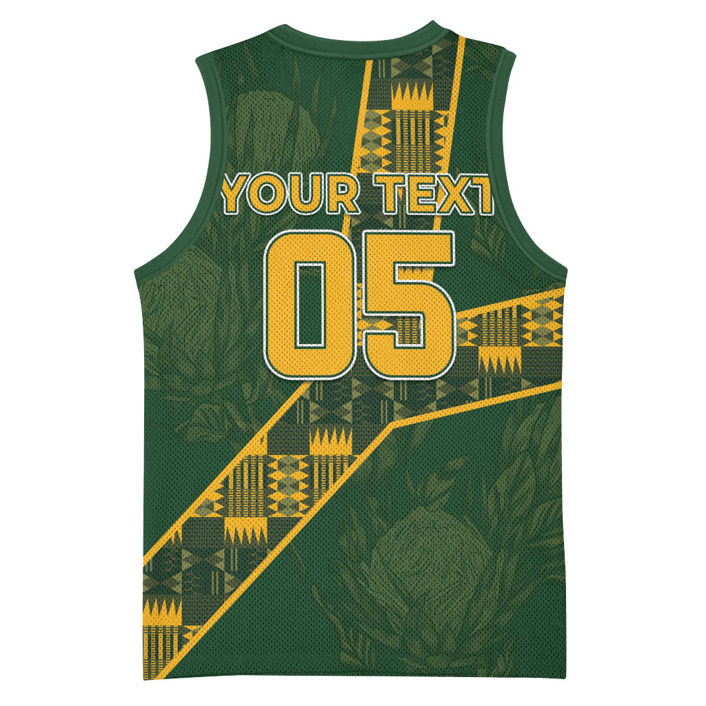 Custom Rugby South Africa Basketball Jersey Go Bokke With Protea Pattern