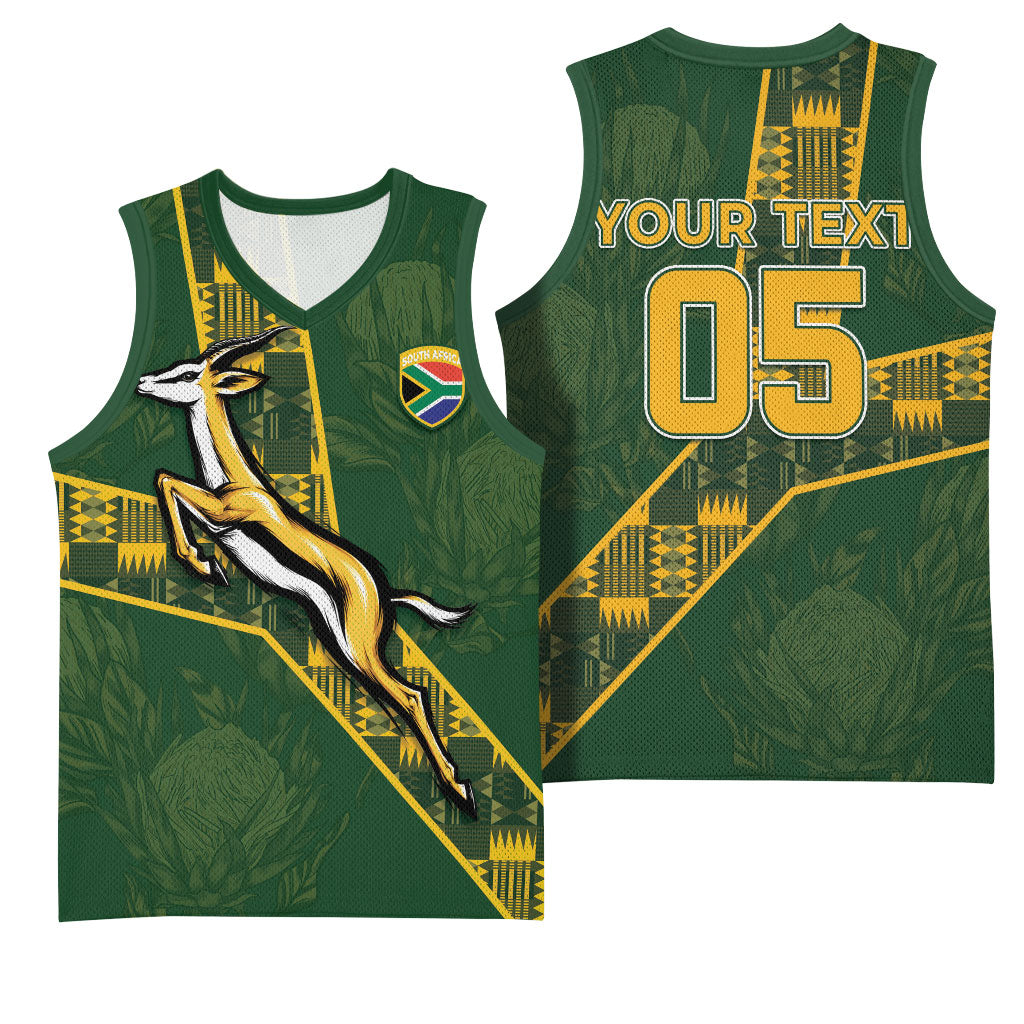 Custom Rugby South Africa Basketball Jersey Go Bokke With Protea Pattern