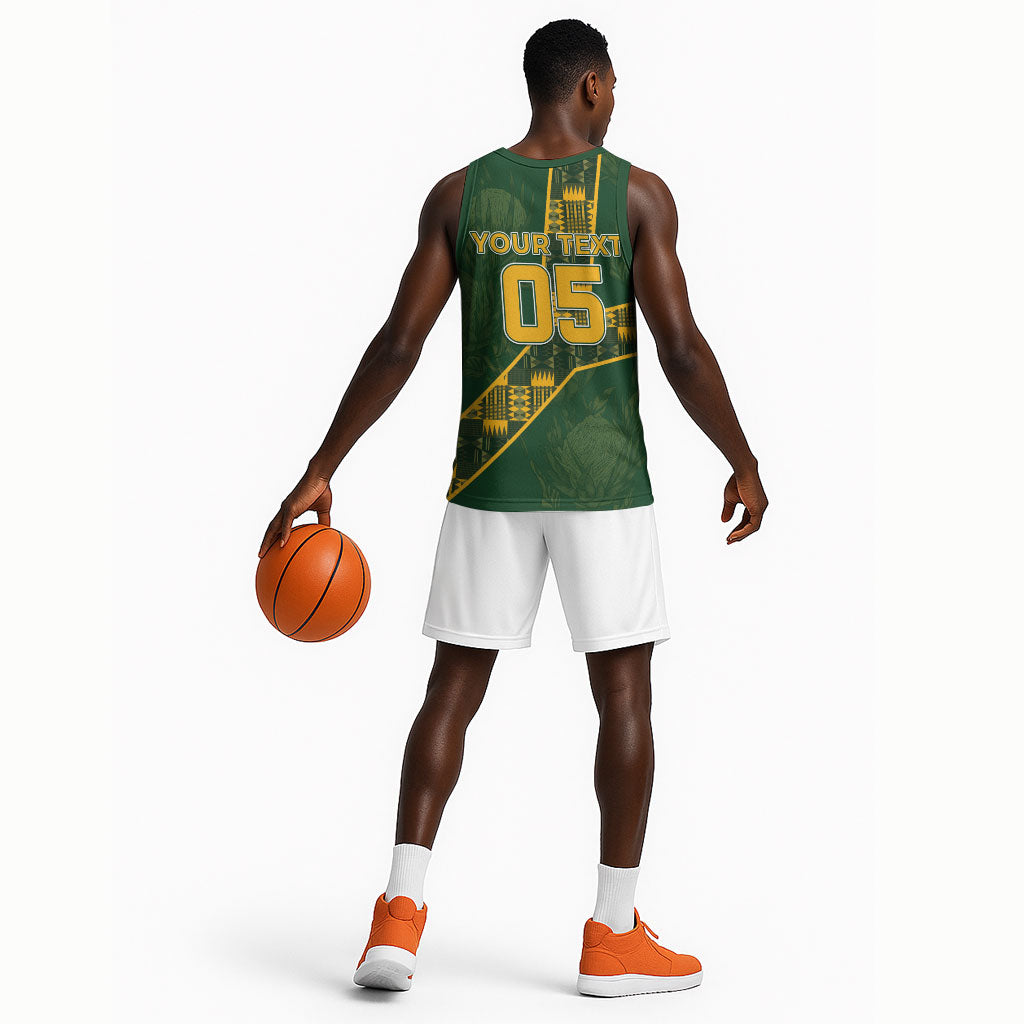 Custom Rugby South Africa Basketball Jersey Go Bokke With Protea Pattern