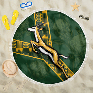 Rugby South Africa Beach Blanket Go Bokke With Protea Pattern