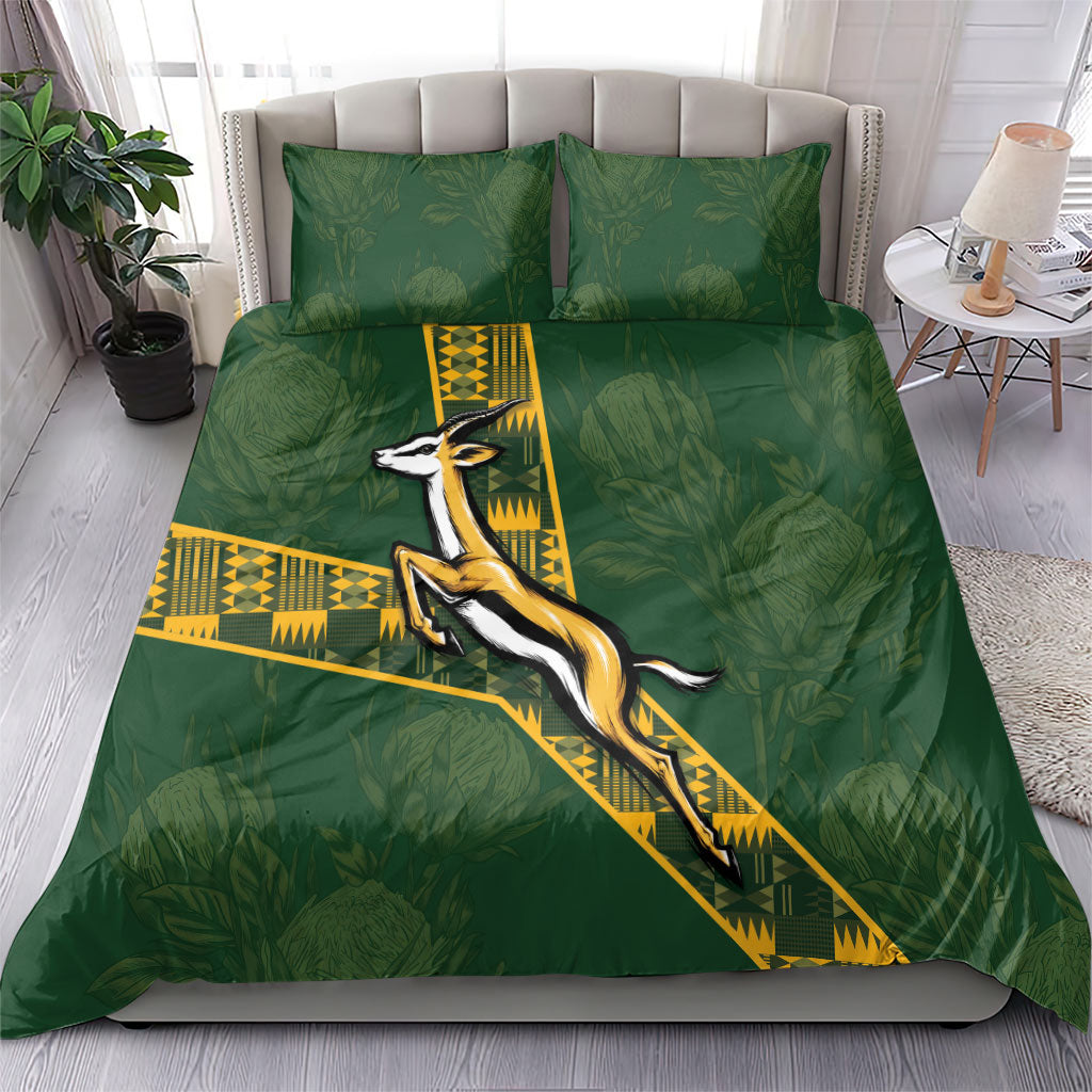 Rugby South Africa Bedding Set Go Bokke With Protea Pattern