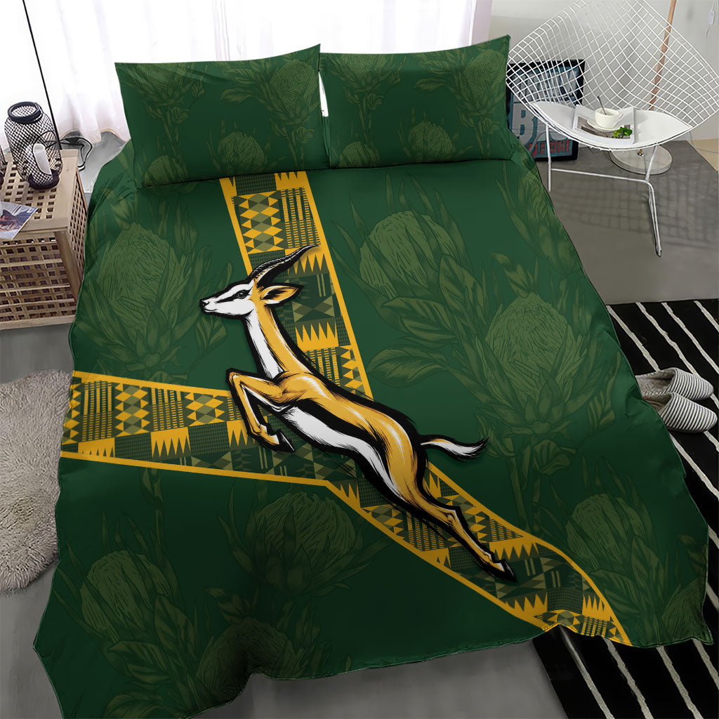 Rugby South Africa Bedding Set Go Bokke With Protea Pattern