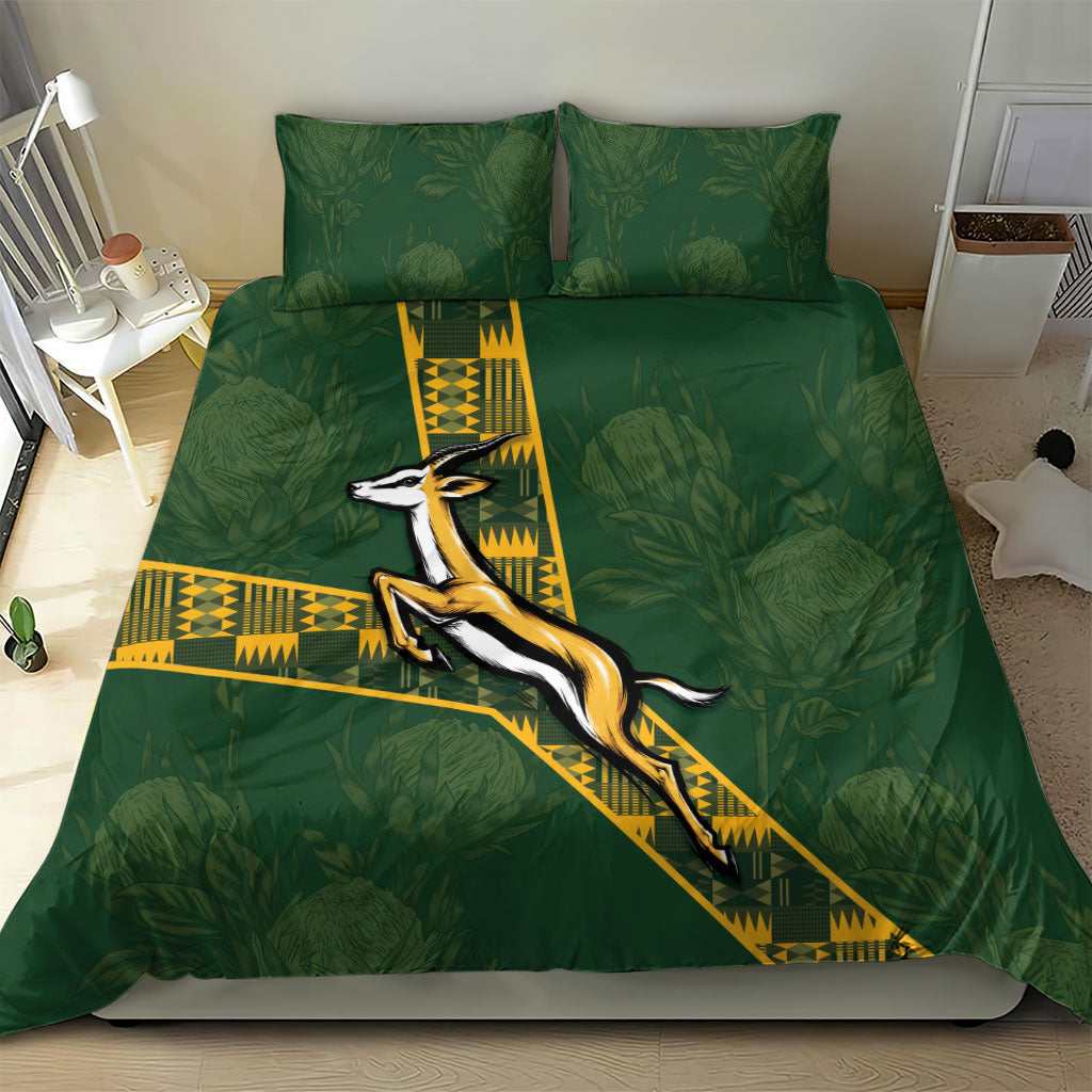 Rugby South Africa Bedding Set Go Bokke With Protea Pattern