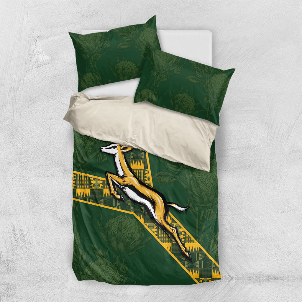 Rugby South Africa Bedding Set Go Bokke With Protea Pattern