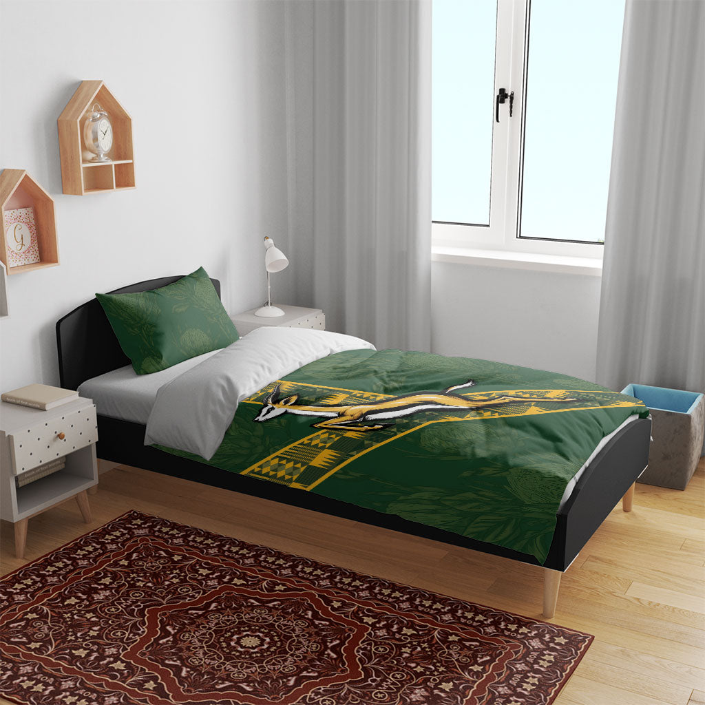 Rugby South Africa Bedding Set Go Bokke With Protea Pattern