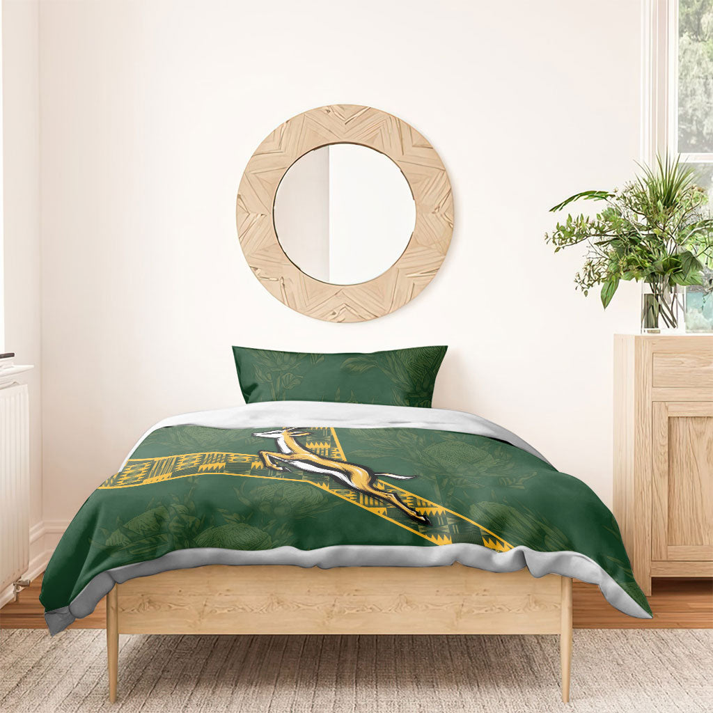 Rugby South Africa Bedding Set Go Bokke With Protea Pattern